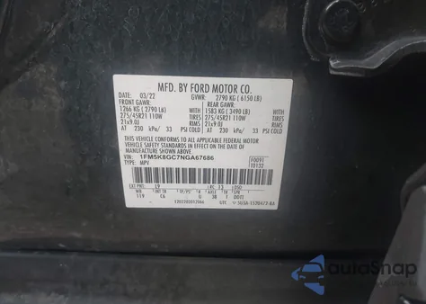 2022 Ford Explorer St z USA, uszkodzony, nr VIN 1FM5K8GC7NGA67686